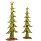 24 in. and 19 in. H Assortment Metal Green Trees with Gold Top Star