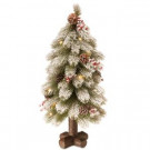 24 in. Feel-Real Snowy Bayberry Cedar Tree with Battery Operated LED Lights