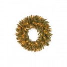 24 in. Glittery Gold Pine Artificial Wreath with Glitter, Gold Cones, Gold Glittered Berries