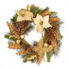 24 in. Gold Poinsettia Artificial Wreath