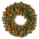 24 in. Kincaid Spruce Artificial Christmas Wreath with Multicolor Lights