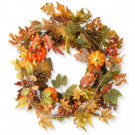 24 in. Maple Wreath with Pumpkins