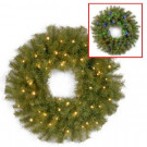 24 in. Norwood Fir Artificial Wreath with Battery Operated Dual Color LED Lights