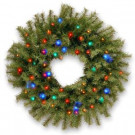 24 in. Norwood Fir Artificial Wreath with Battery Operated Multicolor LED Lights