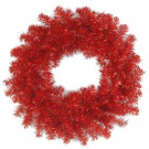 24 in. Red Tinsel Artificial Wreath