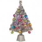 2.6 ft. Silver Fiber Optic Fireworks Ornament Artificial Christmas Tree