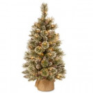 3 ft. Glittery Bristle Pine Tree with Battery Operated Warm White LED Lights