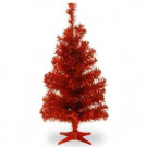 3 ft. Red Tinsel Artificial Christmas Tree