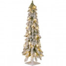 3 ft. Snowy Downswept Forestree Artificial Christmas Tree with Metal Plate and Clear Lights