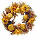 30 in. Wreath with Pumpkins and Sunflowers