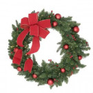 36 in. Battery Operated Mixed Fir Artificial Wreath with 100 Clear LED Lights