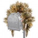 36 in. Glittery Bristle Pine Mailbox Swag with Battery Operated Warm White LED Lights