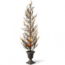 46 in. Black Glittered Halloween Tree with Lights