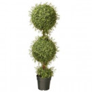48 in. Mini Tea Leaf 2 Ball Topiary with Dark Green Round Pot
