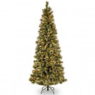 6.5 ft. Glittery Bristle Pine Slim Tree with Warm White LED Lights