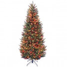 7-1/2 ft. Natural Fraser Slim Fir Hinged Artificial Christmas Tree with 600 Multicolor Lights