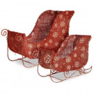 7 in. and 9 in. Flax Sleigh with Snowflakes and Glitter (Set of 2)