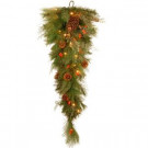 Decorative Collection 36 in. White Pine Teardrop with Battery Operated Warm White and Red LED Lights
