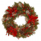 Decorative Collection Tartan Plaid 24 in. Artificial Wreath with Battery Operated Warm White LED Lights