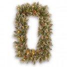 Glittery Bristle Pine 36 in. Artificial Wreath with Battery Operated Warm White LED Lights