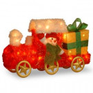 Pre-Lit 23 in. Tinsel Train with Gift