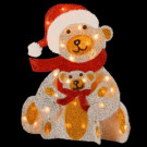 Pre-Lit 24 in. Silver Fabric Bear Decoration