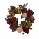22 in. Artificial Wreath with Autumn Hydrangeas and Peony