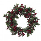 24 in. Artificial Wreath with Holly Berries