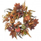 24 in. Artificial Wreath with Pumpkins, Berries, and Maple Leaves