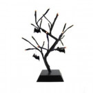 15 in. Pre-Lit Battery Operated Black Spooky Halloween Table Top Tree with Bats
