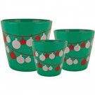 Frost Ornament 6.5 in. Dia, 5.5 in. Dia and 4.5 in. Dia Emerald Ceramic Pot (Set of 3)