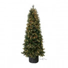 6 ft. Pre-Lit Green Spruce PE Artificial Christmas Tree with Lights