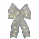 9 in. 36-Light Battery Operated LED White Everyday Bow