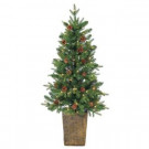 4 ft. Pre-Lit Natural Cut Georgia Pine Artificial Christmas Tree with Clear Lights in Pot