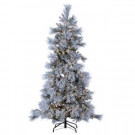 7 ft. Indoor Pre-Lit LED Lightly Flocked Snowbell Pine 450 UL Cool White LED Twinkling Lights
