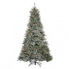 7.5 ft. Indoor Pre-Lit Lightly Flocked Chesapeake Pine Artificial Christmas Tree with 750 Lights and Pinecones