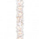 Wispy Willow White 9 ft. Garland with Clear Lights