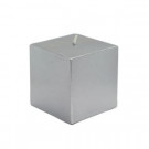 3 in. x 3 in. Metallic Silver Square Pillar Candles Bulk (12-Case)