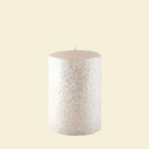 3 in. x 4 in. Metallic White Glitter Pillar Candle Bulk (12-Box)
