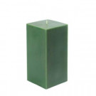 3 in. x 6 in. Hunter Green Square Pillar Candle Bulk (12-Box)
